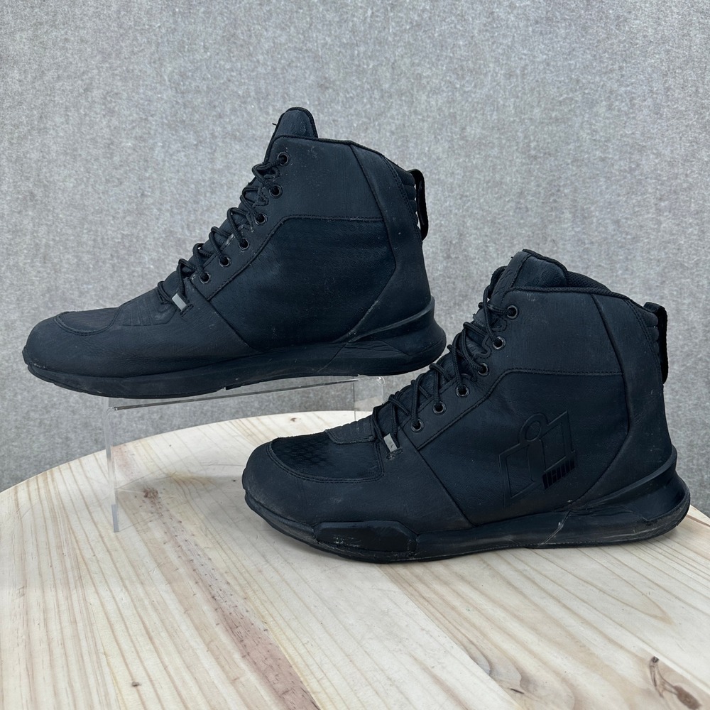 Icon Tarmac WP Boots Mens 14 Black Waterproof Motorcycle Riding Shoes